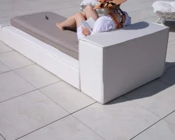 Bain de soleil une place taupe et beige esprit futon 