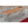 Banc bois massif et pieds métal gris "Zen"