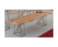 Banc bois massif et pieds métal gris "Zen"