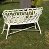 Banc de jardin esprit rétro en fonte esprit fer forgé blanc vieilli "Gardénia" 1m