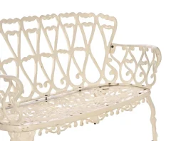 Banc de jardin esprit rétro en fonte esprit fer forgé blanc vieilli 