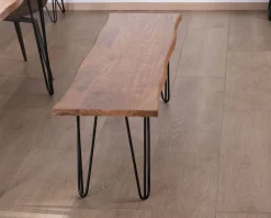 Banc design épuré 160 cm en acacia et pieds métal "Wendy"