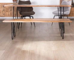 Banc design épuré 160 cm en acacia et pieds métal "Wendy"