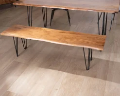 Banc design épuré 160 cm en acacia et pieds métal 