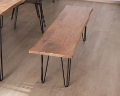 Banc design épuré 160 cm en acacia et pieds métal 