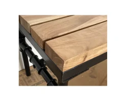 Banc industriel en bois d’acacia massif et métal 