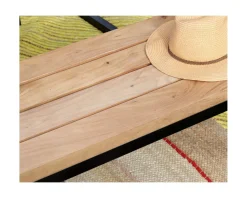 Banc industriel en bois d’acacia massif et métal 