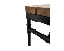 Banc industriel en bois d’acacia massif et métal 