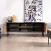 Banc TV 160 cm deux portes en frêne massif huilé "Sydney"