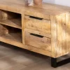 Banc TV 175 cm en manguier et pieds métal "Manoha"