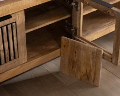 Banc TV 175 cm en manguier et pieds métal 