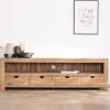 Banc TV 200 cm épuré en palissandre "Kalanohé" niche et 4 tiroirs
