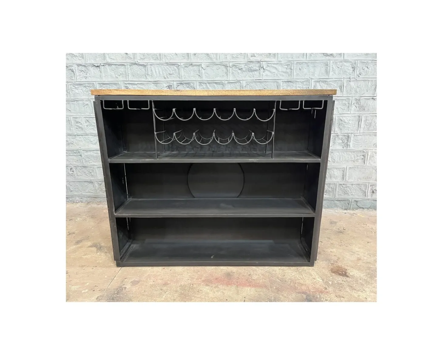 Bar métal et bois style récup multi rangements "Crazy" avec hélice