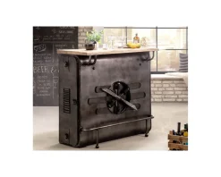 Bar métal et bois style récup multi rangements