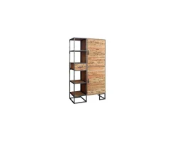 Bibliothèque 97 cm métal et acacia massif "Design"