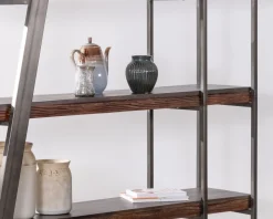 Bibliothèque design épuré en acacia et métal "Crescendo" 4 niveaux