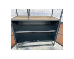 Bibliothèque industrielle 180x90 cm métal gris et manguier 