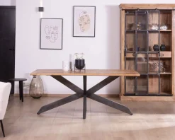 Bibliothèque style manufacture bois de manguier métal et verre 