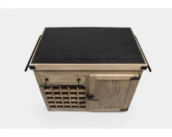 Billot de cuisine bois massif "Grand Chef" 115cm plateau pierre