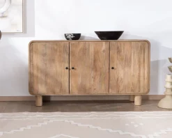 Buffet 140 cm style pop en manguier "Plume" 3 portes