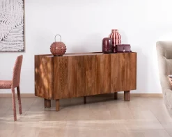 Buffet 3 portes 170 cm en manguier massif "Malaké" design organique contemporain
