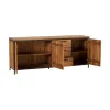 Buffet 3 portes 3 tiroirs en teck massif et métal 195 cm "Roster"