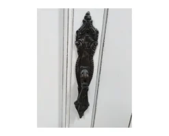 Buffet 4 portes blanc cassé vieilli plateau bois "Héritage"