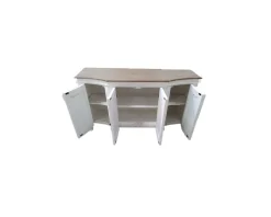 Buffet 4 portes blanc cassé vieilli plateau bois 