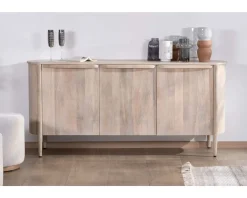 Buffet 3 portes 175cm en manguier massif côtés arrondis "Manon"