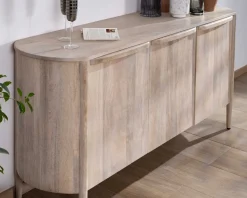Buffet 3 portes 175cm en manguier massif côtés arrondis "Manon"