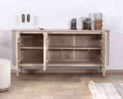 Buffet 3 portes 175cm en manguier massif côtés arrondis 