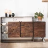 Buffet 3 portes design déstructuré en bois et métal "Crescendo" avec éclairage LEDs