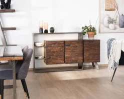 Buffet 3 portes design déstructuré en bois et métal 