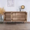 Buffet 3 portes en manguier massif façades cannelées "Lanora" Style Japandi contemporain