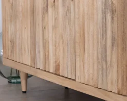 Buffet 3 portes en manguier massif façades cannelées "Lanora" Style Japandi contemporain