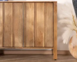 Buffet 4 portes esprit zen en manguier massif naturel 4 portes « Sicaly » 180 cm