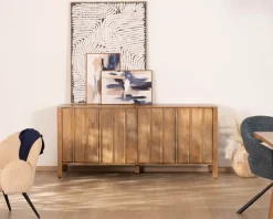 Buffet 4 portes esprit zen en manguier massif naturel 4 portes « Sicaly » 180 cm