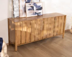 Buffet 4 portes esprit zen en manguier massif naturel 4 portes « Sicaly » 180 cm