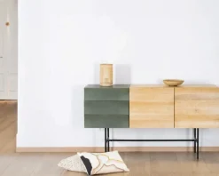 Buffet 3 portes japandi bicolore bois et métal "Elegancy" 150 cm