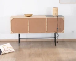 Buffet 3 portes japandi bicolore bois et métal 