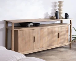 Buffet 4 portes style Japandi en manguier massif 