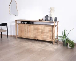 Buffet 4 portes style Japandi en manguier massif 