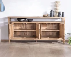 Buffet 4 portes style Japandi en manguier massif 