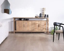 Buffet 4 portes style Japandi en manguier massif 