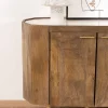 Buffet arrondi avec plateau en terrazzo blanc et pieds métal doré "Bruges"