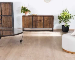 Buffet bas 3 portes acacia massif 150cm "Cachou chic"