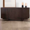 Buffet bas 4 portes esprit japandi "Laumie" teinte foncée
