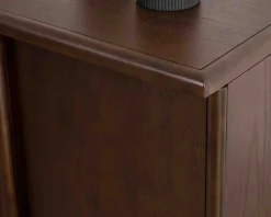 Buffet bas 4 portes esprit japandi "Laumie" teinte foncée