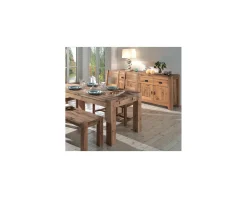 Buffet bas en chêne massif huilé 4 portes 4 tiroirs "Lodge Casita"