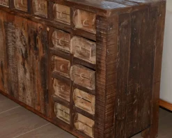 Buffet bas ethnique en bois exotique brut recyclé 150cm "Népalaise"